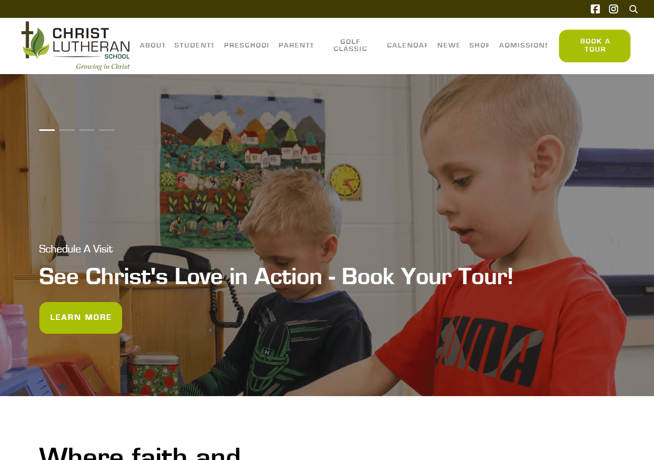 Christ Lutheran School website screenshot