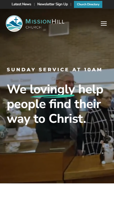 Mission Hill Church mobile view