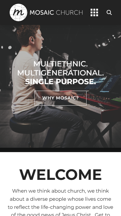 Mosaic Church mobile view