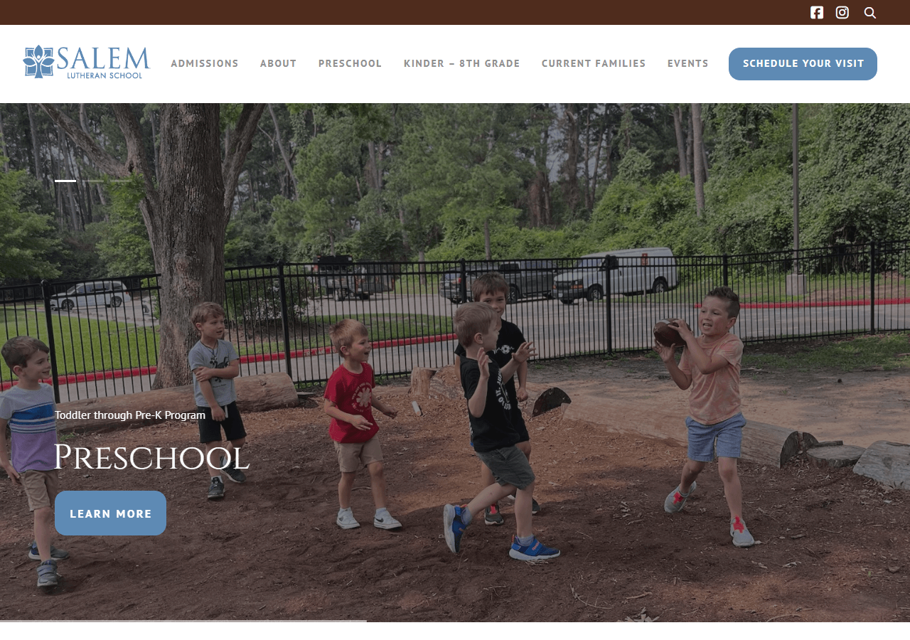 Salem Lutheran School website screenshot