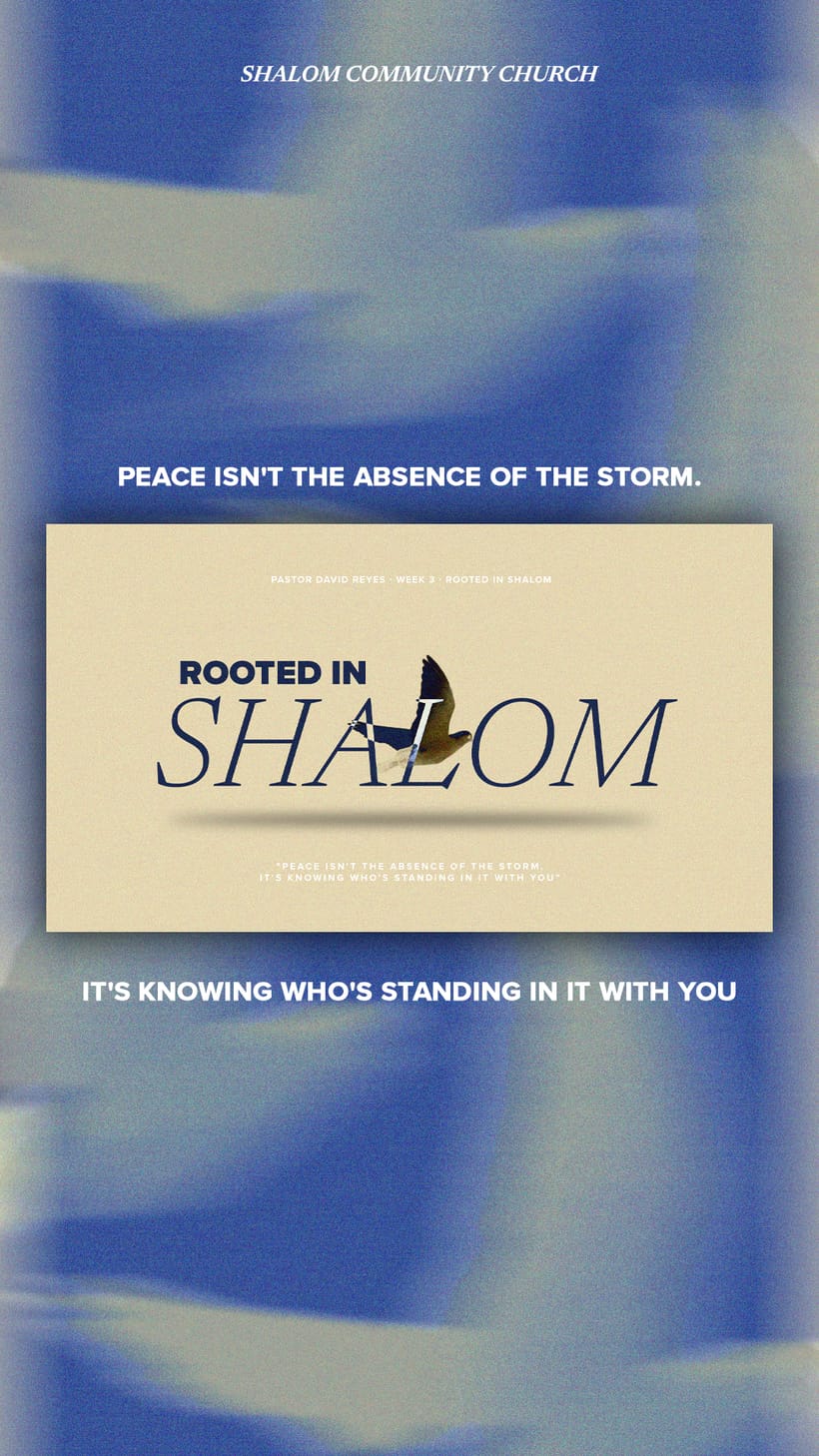 Instagram story designed for Shalom Community Church, Rooted in Shalom