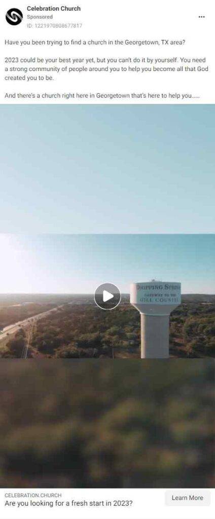 celebration church facebook ad