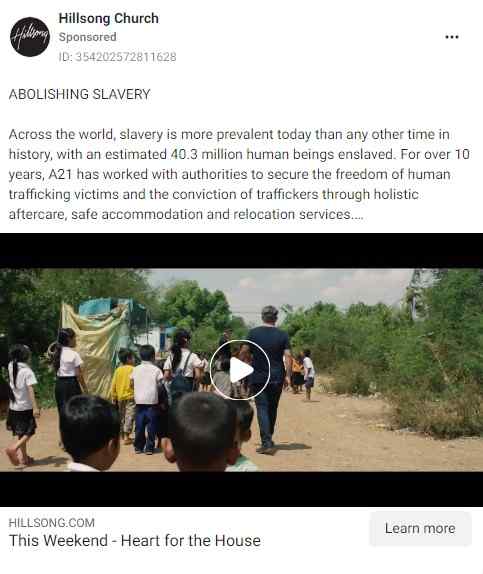 hillsong facebook ad