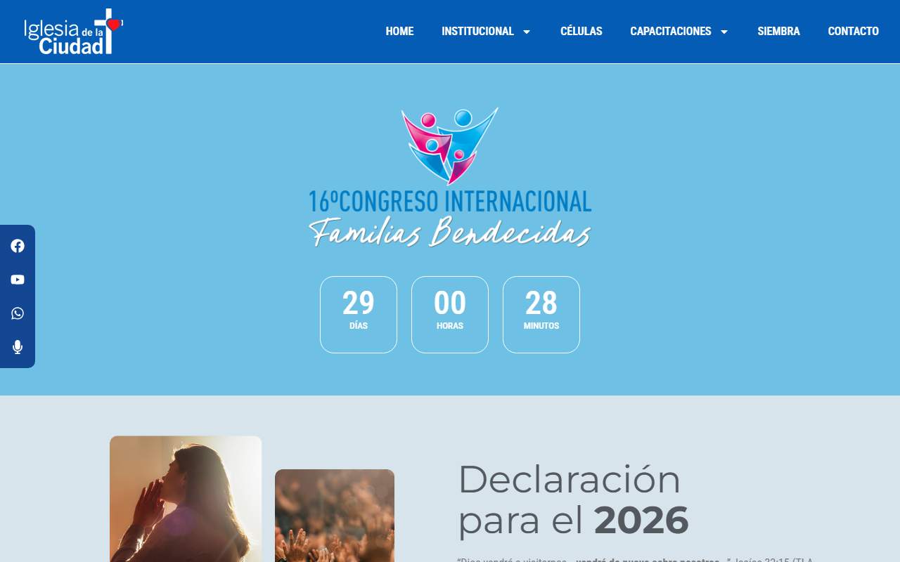 Screenshot of the Iglesia de la Ciudad website homepage