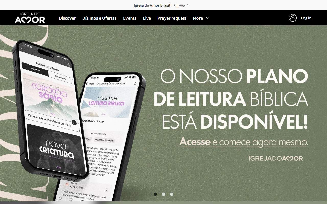 Screenshot of the Igreja do Amor website homepage